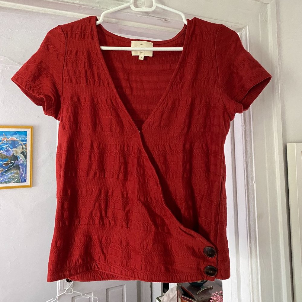 Sezane Rust Red Wrap Top - M